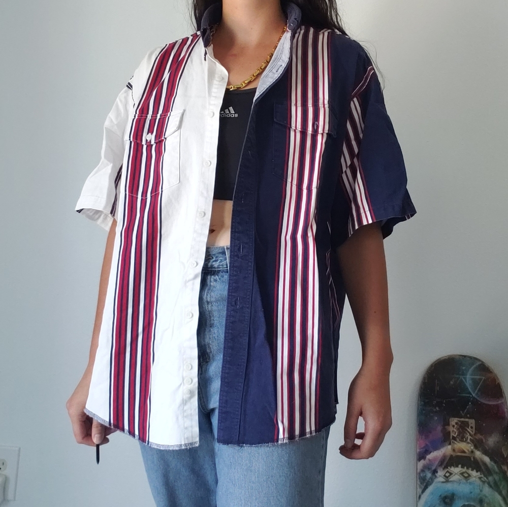 Blue, red and white striped Wrangler button down - Picture 1 of 4